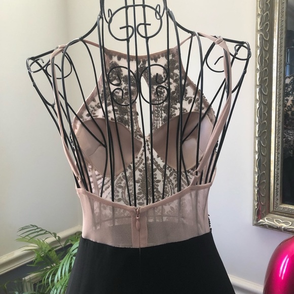 Stacy Sklar black beaded evening gown prom floor length Dress size 3 - Picture 5 of 8